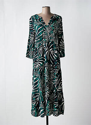 Robe longue tissage popeline manches 3/4 vert STREET ONE femme