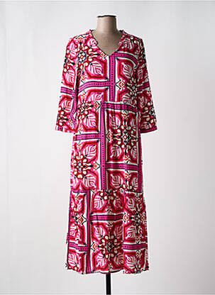 Robe longue imprimé fantaisie manches 3/4 rose STREET ONE femme