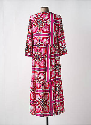 Robe longue imprimé fantaisie manches 3/4 rose STREET ONE femme