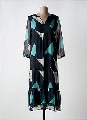 Robe mi-longue coupe fluide manches 3/4 vert STREET ONE femme