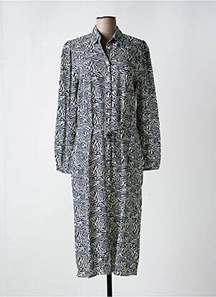 Robe mi-longue manches longues manches longues bleu IVY BEAU femme