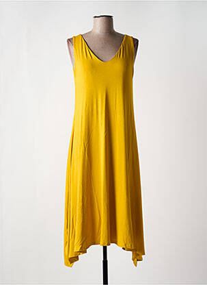 Robe mi-longue sans manche sans manche jaune QUATRE VINGT JOURS femme