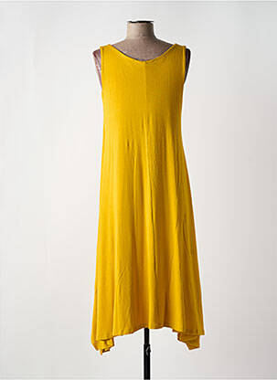 Robe mi-longue sans manche sans manche jaune QUATRE VINGT JOURS femme