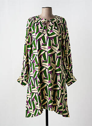 Robe mi-longue imprimé fantaisie manches longues vert COMPAÑIA FANTASTICA femme