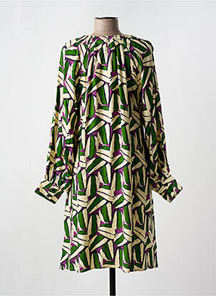 Robe mi-longue imprimé fantaisie manches longues vert COMPAÑIA FANTASTICA femme