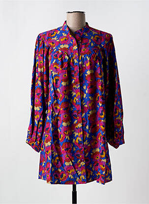 Robe courte coupe évasée manches longues bleu COMPAÑIA FANTASTICA femme