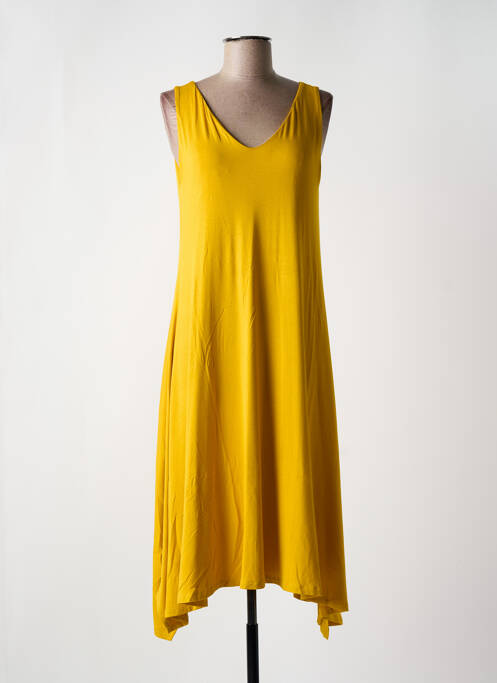 Robe mi-longue jaune QUATRE VINGT JOURS pour femme