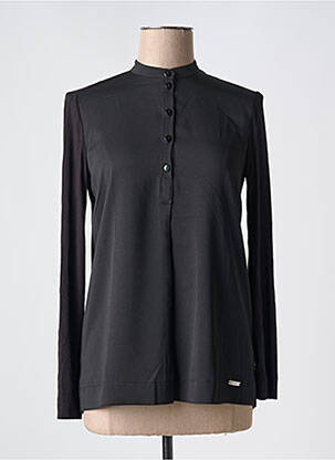 Blouse tissage popeline manches longues noir QUATRE VINGT JOURS femme