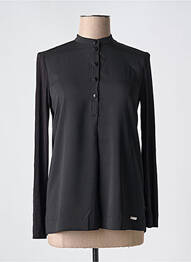 Blouse col rond manches longues noir QUATRE VINGT JOURS femme