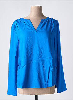 Blouse tissage popeline manches longues bleu STREET ONE femme
