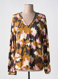 Blouse imprimé fantaisie manches longues marron IVY BEAU femme