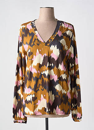 Blouse imprimé fantaisie manches longues marron IVY BEAU femme