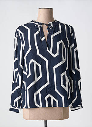 Blouse tissage popeline manches longues bleu STREET ONE femme