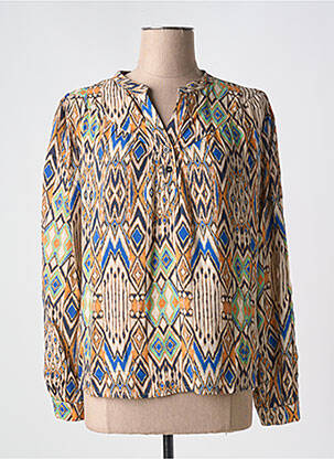 Blouse tissage popeline manches longues marron IVY BEAU femme