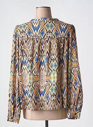 Blouse tissage popeline manches longues marron IVY BEAU femme