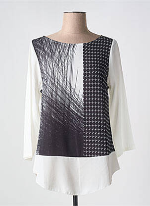 Tunique manches longues tissage crêpe blanc QUATRE VINGT JOURS femme