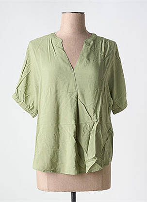 Blouse tissage popeline manches courtes vert STREET ONE femme