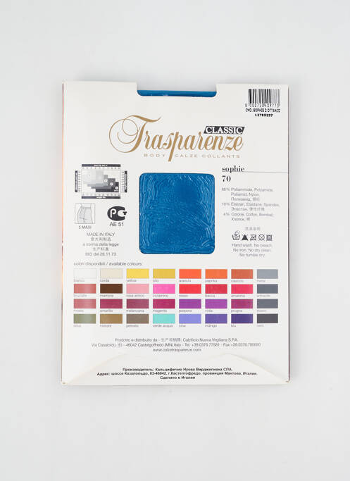 Collants bleu TRASPARENZE pour femme