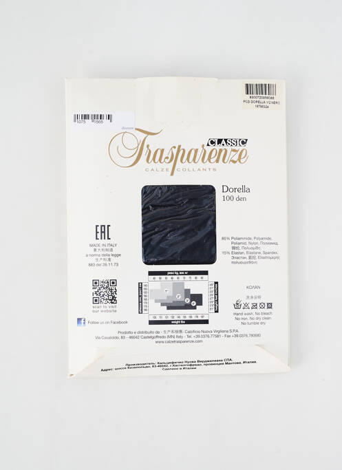 Legging noir TRASPARENZE pour femme