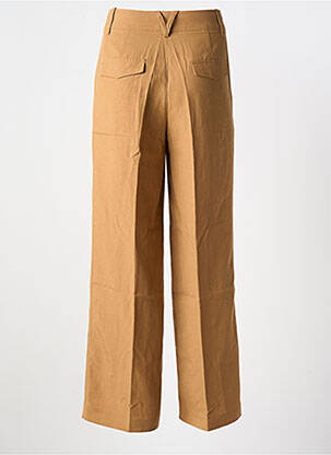 Pantalon large tissage popeline taille haute marron ESPRIT femme