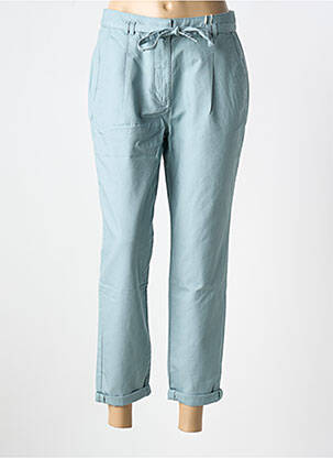 Pantalon chino tissage popeline taille haute bleu ESPRIT femme