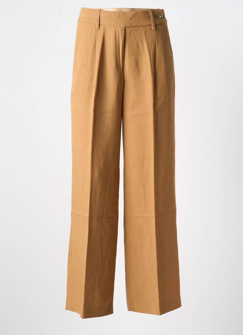 Pantalon large fermeture zippée sous rabat boutonné taille haute marron ESPRIT femme