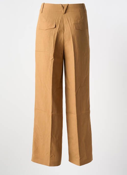 Pantalon large fermeture zippée sous rabat boutonné taille haute marron ESPRIT femme