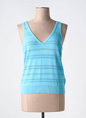 Pull col v sans manche bleu ESPRIT femme