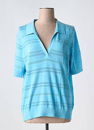 Pull stretch manches courtes bleu ESPRIT femme