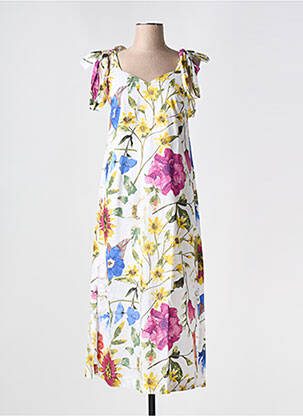 Robe longue manches bretelles ajustables fines bretelles blanc ESPRIT femme