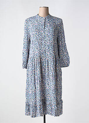 Robe mi-longue imprimé fantaisie manches longues bleu ESPRIT femme