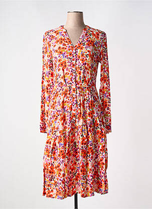 Robe mi-longue imprimé fleurs manches longues orange ESPRIT femme