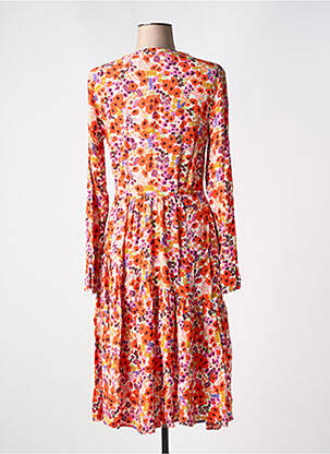 Robe mi-longue imprimé fleurs manches longues orange ESPRIT femme