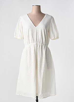 Robe mi-longue manches courtes manches courtes beige ESPRIT femme