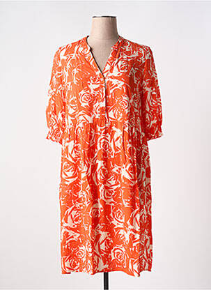 Robe mi-longue imprimé fantaisie manches courtes orange ESPRIT femme