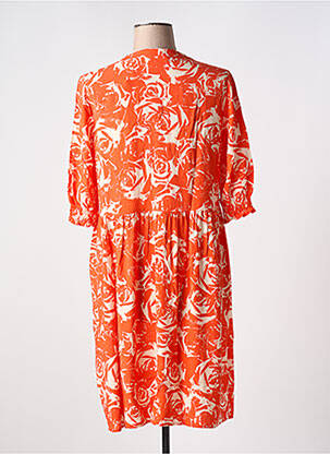 Robe mi-longue imprimé fantaisie manches courtes orange ESPRIT femme