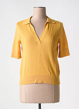Pull stretch manches courtes jaune ESPRIT femme