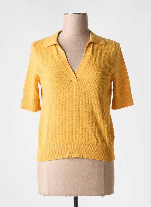 Pull stretch manches courtes jaune ESPRIT femme