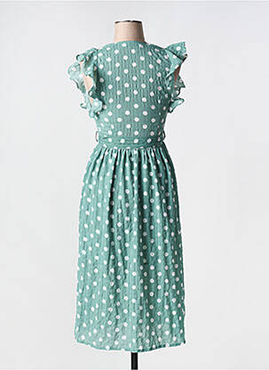 Robe mi-longue tissage crêpe manches courtes vert GLAMOROUS femme
