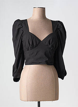 Top coupe cintrée manches 3/4 noir LOAVIES femme