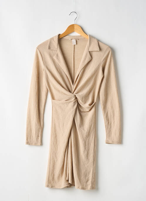 Robe courte manches longues manches longues beige H&M femme