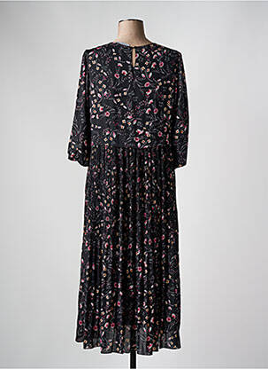 Robe longue imprimé fleurs manches 3/4 noir CONCEPT K femme