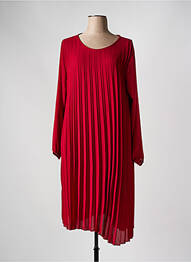 Robe mi-longue coupe fluide manches longues rouge COULEURS DU TEMPS femme