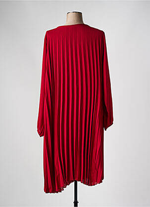 Robe mi-longue coupe fluide manches longues rouge COULEURS DU TEMPS femme