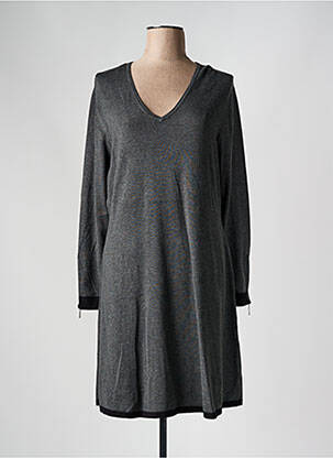 Robe pull col v manches longues gris MARBLE femme