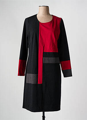Robe mi-longue manches longues manches longues noir GUY DUBOUIS femme