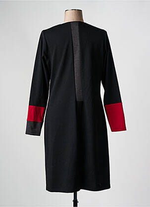 Robe mi-longue manches longues manches longues noir GUY DUBOUIS femme