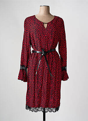 Robe mi-longue manches longues manches longues rouge FRED SABATIER femme