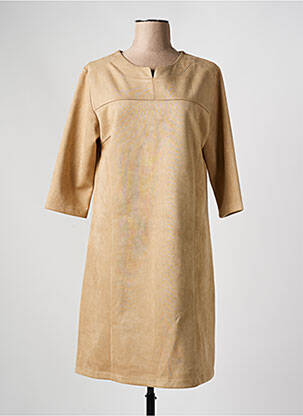 Robe mi-longue manches 3/4 manches 3/4 beige PLURIELLES femme