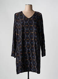 Robe mi-longue imprimé fantaisie manches longues noir SURKANA femme